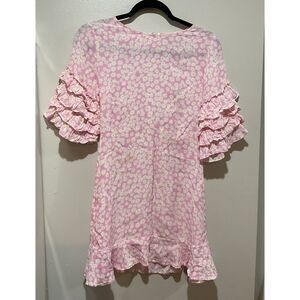 Faithfull the Brand Serafina Pink Floral Ruffle Sleeve Mini Dress Women's XS (2)